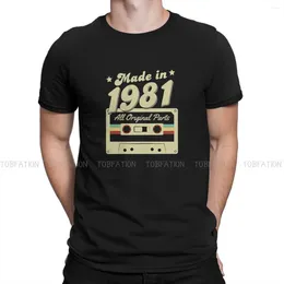 Men's T Shirts Made In 1981 Retro Tape Style TShirt Comfortable Hip Hop Graphic Shirt Short Sleeve