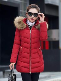 Dresses 2022 New Women Winter Warm Parkas Female Midlength Overcoat Coat Outerwear Hooded Long Casual Fur Hooded Jackets Tops