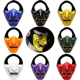 New Half Face Knight Warrior Japanese Ghost King Samurai Mask Halloween Cosplay Wall Mask Kabuki Evil Demon Halloween Party Mask T255Z