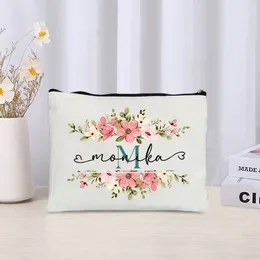 Cosmetic Bags Personalised Name Zipper Makeup Pouch For Pretty Girl Women Travel Toilet Organiser Necessity Aesthetics Clutch