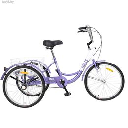 Bikes Adult Tricycle 26 inch3 Wheel Cruise Bike Adjustable Trike with Bell Brake System Cruiser Bicycles Large Basket for ShoppingL240105