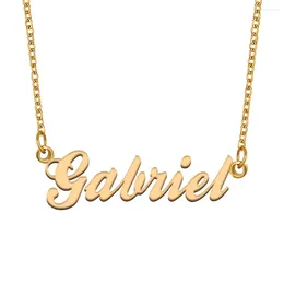 Pendant Necklaces Gabriel Name Necklace For Women Stainless Steel Jewelry Gold Plated Nameplate Chain Femme Mothers Girlfriend Gift