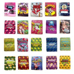 wholesale 35 mylar bag holographic packs custom print stand up resealable zipper pouch Hwrac
