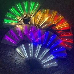 Trendy Supplies Decor Glowing Rave Party Props Birthday Gift Portable LED Fan For Children Toy Performance Flashing Folding Fan 240105