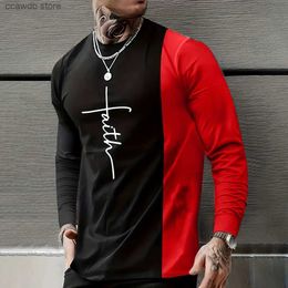 Men's T-Shirts Vintage T Shirt 3D Simple Cross Print Casual Long Sleeve Men's Loose O Neck Comfortable Sweatshirt European Clothing 7Xl T240105