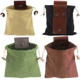 Leather Canvas Foraging Bag Fruit Vegetable Picking Bags Foldable Belt Storage Pouch Outdoor Camping Drawstring Pouch Portage Berry Nuts BJ