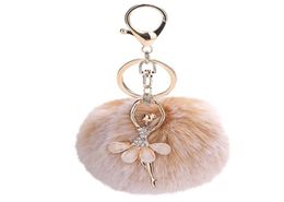 GEMIXI 8CM Cute Dancing Angel Keychain Pendant Women Key Ring Holder Pompoms Key Chains gifts for women bag accessories 42 C190114247287