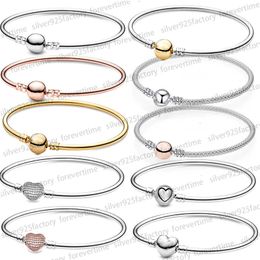 Bracciale con ciondolo di design nuovo in argento sterling 925 per donna Bracciale in oro rosa con catena di diamanti Bracciale Pandora base fai-da-te con scatola con logo Regali di gioielli di fidanzamento