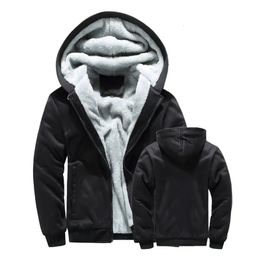 Winter Jacket Men Warm Coat Thick Fleece Male Zipper Hooded Jackets Casual Sportswear Outerwear Long Sleeves Sports Hoody 240105