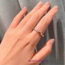 Top original Tifannissm Womens Ring online shop lock Colour half diamond patchwork ring V gold inlaid high carbon with sense of Have Original Box