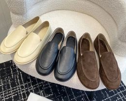 the row shoes Simple classic Real leather Round toes Flat loafers dress shoes flats Designer shoes Brown black beige