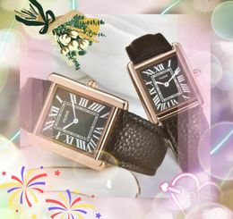 Orologio al quarzo quadrato in oro rosa Amanti della moda Uomo Donna Orologi Orologi da polso argento marrone chiaro per uomo Donna Regalo di San Valentino Dropshipping Affari in pelle di lusso