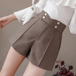 Skirts Qoerlin Suits Shorts Women 2022 Summer New High Waist Solid Black Office Work Shorts Ladies Pocket Gray Wide Leg Trouser Sxl