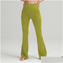 Yoga Outfit Fitness Lu-088 Running Street Womens Pants Groove Flares High Waist Tight Belly Sports Workout Y Nine Minutes Pant Sp D Dhrka