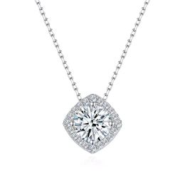 Sterling S925 Silver Pendant For Women Round 6.5mm 1CT Moissanite Pendant Necklaces