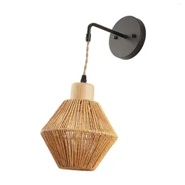 Wall Lamp Rattan Sconce Creative Decorative Retro Style Bedside Lighting For Kitchen Bathroom Home Reading Farmhouse