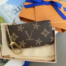 Womens key coin purse Mini Designer wallet 7A Purses keychain Luxury Card Holder zippy Wallets Genuine Leather mens pocket Organiser wristlets black flower pouch