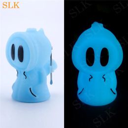 Luminous hookah pipes ghost shape bongs oil burner Silicone glass water pipe with glass bong Smoking Accessories ZZ