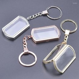 Keychains 10Pcs/Lot Big Dog Tag Glass Locket Pendant Keyring Po Holder For Jewelry Making Women Floating Memorial Relicario Keychain