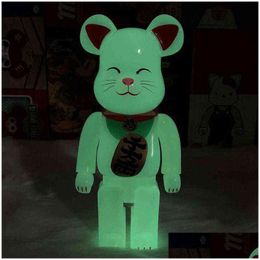 Action Toy Figures Toys 28Cm Noctilucous Lucky Cat Bearbricklys Blocks Dolls Art Collectible Model To Friend Kids Gift Drop Deliver Dhzud