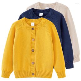 Jackets Baby Boys Girls Long Sleeve Solid Colour Knit Sweater Cardigan Coat Autumn Kids Children Clothes