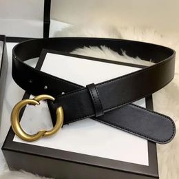 Designer Belt Luxury Womens Mens Belts Fashion Classical Bronze BiG Smooth Buckle Real Leather Strap 2.0cm 3.0cm 3.4cm 3.8cm Black Color S8865