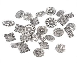50PCs Mixed Antique Silver Tone Metal Buttons Scrapbooking Shank Buttons Handmade Sewing Accessories Crafts DIY Supplies4386730