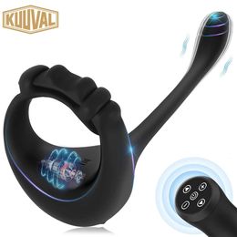 Prostate Massager Testis Cock Vibrator Anal Plugs Butt Stimulate Delay Ejaculate Penis Ring Cocking Remote Sex Toy Men Sextoy 240105