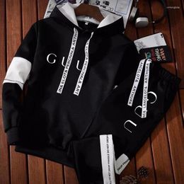 Mens Tracksuits Designer Mens Tracksuit Warm Hooded Sweatshirt Sweatpants 2 Pcs Sets Winter High Quality Black White Top Or Pants Casual Jogging