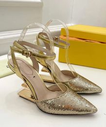 Fashion First Sandals Shoes Women Open Toe Slipper & Pumps Sculptural Mules F-shaped Heels Lady Party Wdding Dress EU35-43 Shoebox