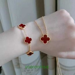 Classic Van Fashion Charm Bracelets Four Leaf Clover Double sided four leaf clover bracelet net red hot 18K gold chain titanium steel With Box