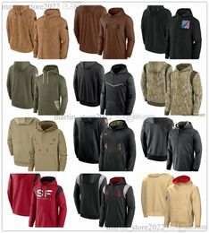 Jackets&Hoodies Brown 2023 Salute To Service Pullover Hoodies Christian McCaffrey Hufanga Warner George Kittle Nick Bosa Deebo Samuel Aiyuk Jerry