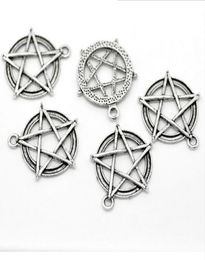 100pcslot Metal Zinc Alloy Pentagram Charms Star Charms Antique Silver for DIY Jewellery Pendant Charms Making Finding 30x28mm7716258