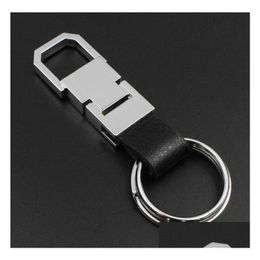 Key Rings Double Bevel Pl Type Key Chain Mens Fashion Creative Zinc Alloy Car Keychain Metal Ring Drop Delivery Jewellery Dhcie