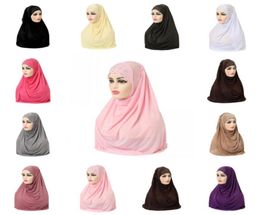 Muslim Women Girls Hijab Islamic Hijab Scarf One Piece Fashion Solid Color Soft Headscarf Arabic Headwrap Rhinestone 1867 T23351760