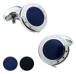 Brand HAWSON Luxury Mens Cufflinks BlueBlack Cuff links Designer French Shirt Cuff for Navy CJ1911166244928