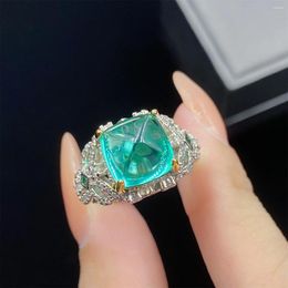 Cluster Rings WPB Premium Women Emerald Ring Sugar Tower Zircon Female Luxury Jewellery Bright Design Girl Gift Lady Party Banquet