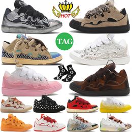 2024 Designer Luxury Men Women Causal Shoes Curb Sneakers Lanvinsss Laceup Extraordinary Embossed Leather Calfskin Rubber Nappa Platform Shoe Trainers