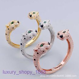 Fashion Bracelet Car tiress Ladies Rose Gold Silver Lady Bangle New Double Headed Leopard Green Eye Ring with Open Copper Plated Personalised With Original Box