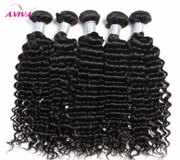 Brazilian Deep curly Virgin Hair Weaves 3pcslot Natural Color Jerry Curly 100 Human Hair Extensions Bundles Can be dyed3528293