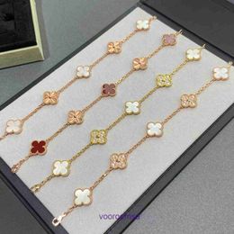 Van 18K Gold Plated Classic Fashion Charm Bracelet Fanjia Five Flower Clover 925 Pure Silver White Fritillaria Rose Diamond Laser High Versio With Box