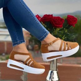 Sandals Women's Platform Wedge Ladies Solid Shoes Fashion Strap Cusual Buckle Women Summer Vintage Anti-slip Footwear