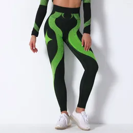 Active Pants Women's Colour Clashing Quick-Drying Yoga Gym Training Clothes Suit Lifting Hip Tight High Waist Fitness Workout