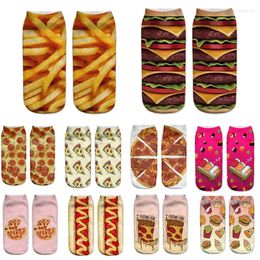Women Socks 3D Cartoon Chips French Fries Sushi Macaron Cake Print Funny Cute Unisex Short Creative Happy Low Ankle For