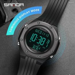 Wristwatches Sanda Model 6028 Thermometer Environment Single Movement Display Electronic Watch For Men And Women