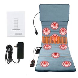 Electric Vibration Full Body Massage Mat with Inflatable Air Pillow Home Office Waist Heating Pain Relief Back Cushion 240104