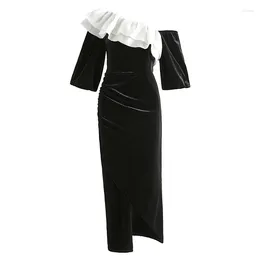 Casual Dresses 2024 Shoulder Dress Women's Short Sleeve Long Skirt Y2k Formal Occasion Vestidos Women