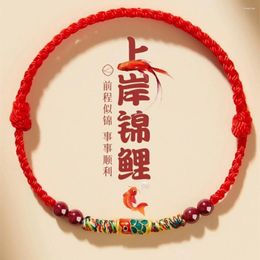 Charm Bracelets Fashion Hand Braided Koi Fish Lucky Bracelet For Women Protection Adjustable Red String Friends Lovers' Gifts