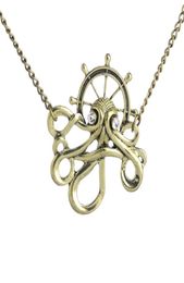 Steampunk Octopus Krakken Art Gothic Industrial Pendant on Chain rudder sea animal Sea s charm necklace7716543