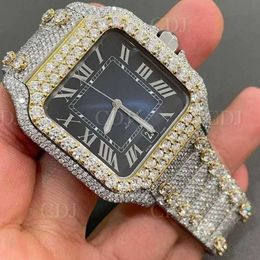 M46C Hip Hop Watch Yellow Gold Plated Blue Round Natural Diamond Watch For Men Women Wholale WatchMN1V6MVBJKL0